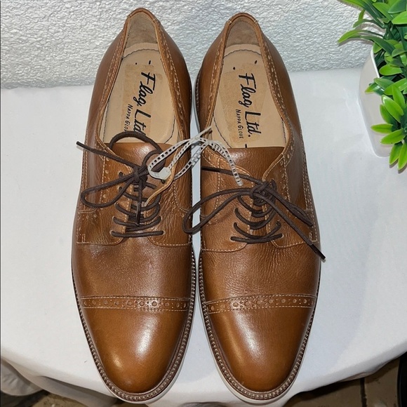 Flag Ltd. Brown Oxford Shoes with Brogue Detailing